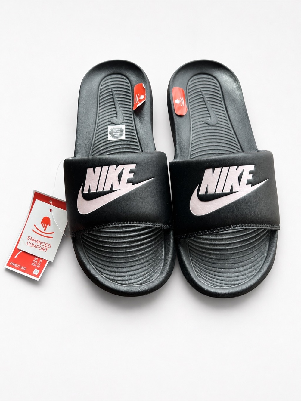 Nike Victori One Women’s Slides Size 7 Black Light Arctic Pink NWT